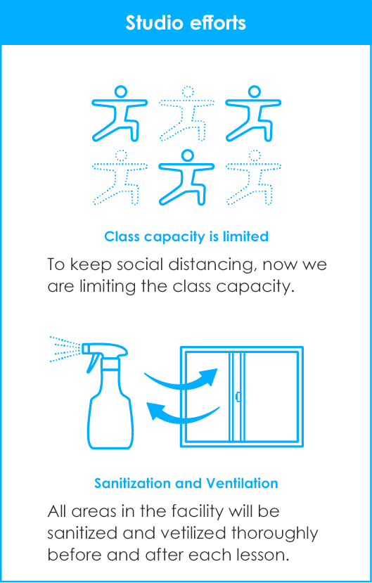 お客様へのご依頼　定員数を削減　レッスン間の消毒・換気
